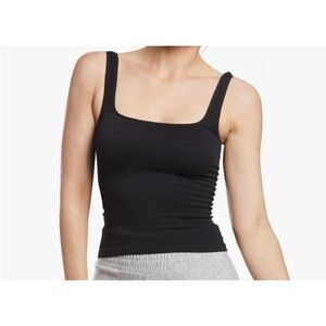 Free People Black and White Ribbed Women's Tank Top